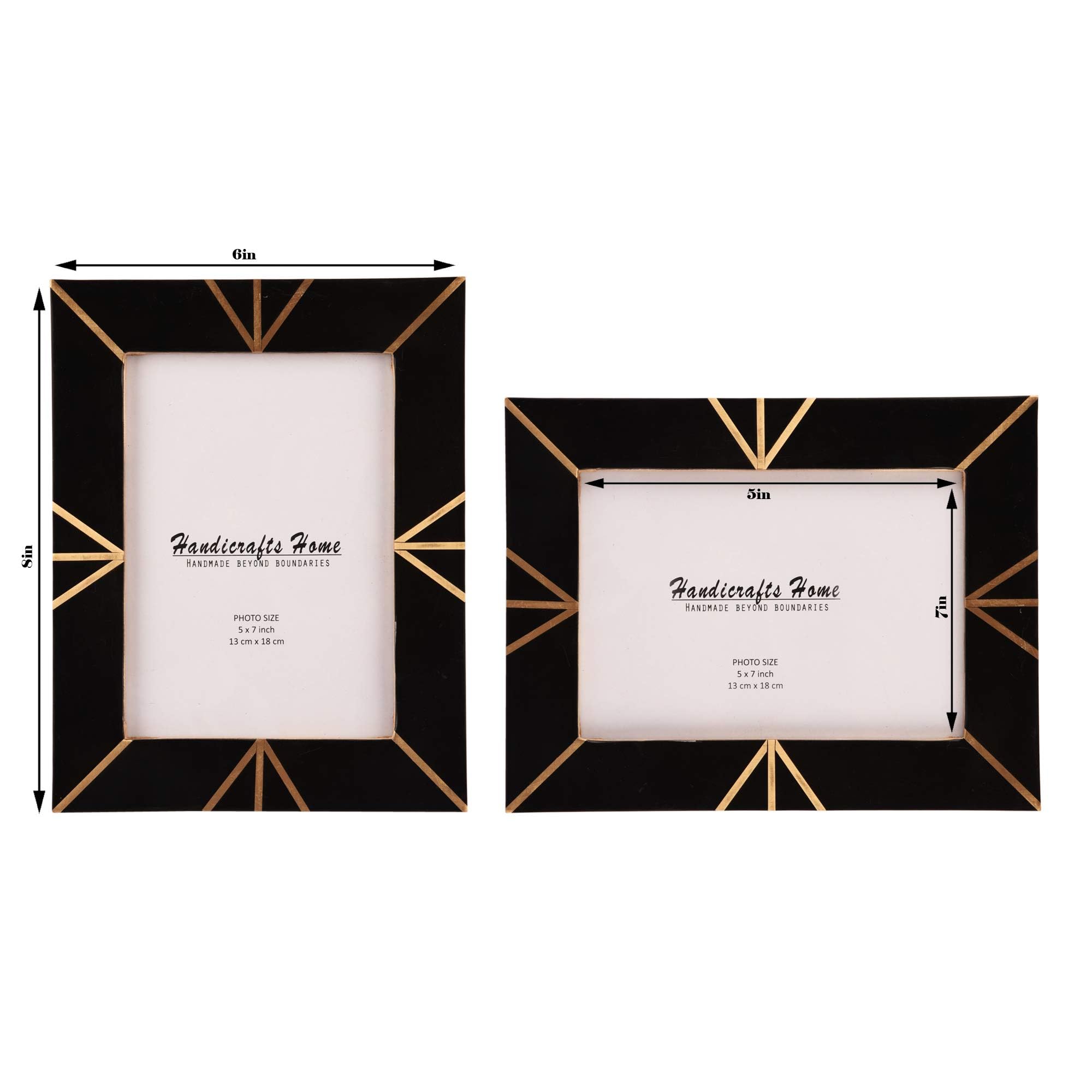 Handicrafts Home 5x7 Picture Frames Pack of 2 - Deco Collection Handcrafted Photo Frames, Perfect for Wall & Tabletop Display, I